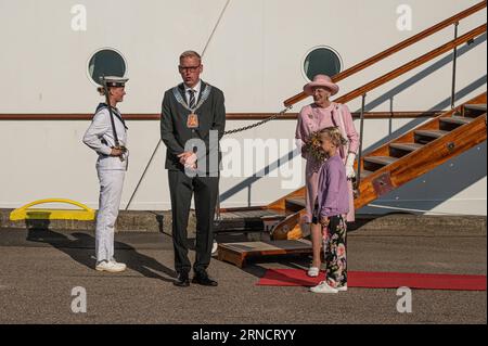 1 settembre 2023, Fredericia Danimarca, la regina Margherita II di Danimarca visita Fredericia Foto Stock