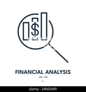 Financial Analysis Icon. Chart, Growth, Statistics. Editable Stroke. Simple Vector Icon Stock Vector