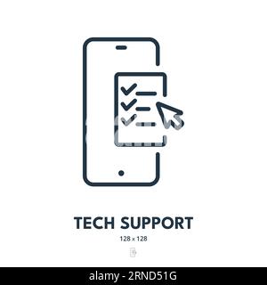 Icona del supporto tecnico. Tecnologia, assistenza, aiuto. Tratto modificabile. Icona vettore semplice Illustrazione Vettoriale