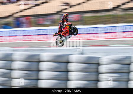 Albert Arenas (75) della Spagna e Red Bull KTM Ajo durante le prove libere DI MOTO 2 del Gran Premio di Catalunya all'autodromo di Montmelo, Spagna il 1 settembre 2023 (foto: Alvaro Sanchez) credito: CORDON PRESS/Alamy Live News Foto Stock