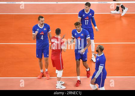 Francia squadra di pallavolo che festeggia . Campionato del mondo di pallavolo 2022. Quarti di finale. Foto Stock