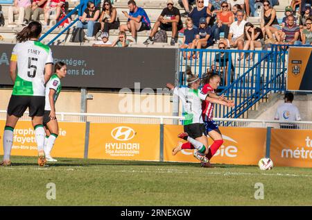 Colomiers, Francia. 31 agosto 2023. Kearns Liverpool FC giocatore durante la Coppa di Francia femminile Amos contro l'Atletico Madrid a Colomiers, Francia, il 31 agosto 2023. Foto di Arnaud Bertrand/ABACAPRESS.COM credito: Abaca Press/Alamy Live News Foto Stock