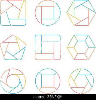 Color thick line shapes. Infographic template set Illustrazione Vettoriale