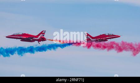 Bournemouth Air Festival, Bournemouth, Dorset, UK. 1st Sep 2023. The RAF Red Arrows performing a high speed pass on day 2 of the Bournemouth Air Festival which is taking place 31st August to 3rd September. Credit: Stuart Robertson/Alamy Live News. Stock Photo