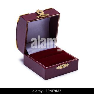 Open Ring Box Cut Out on White. Foto Stock
