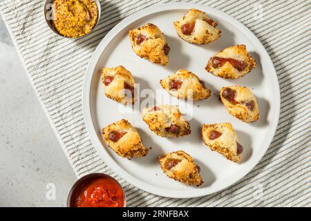 Maiale fatto in casa in una coperta Hot Dog con pasta sfoglia Foto Stock