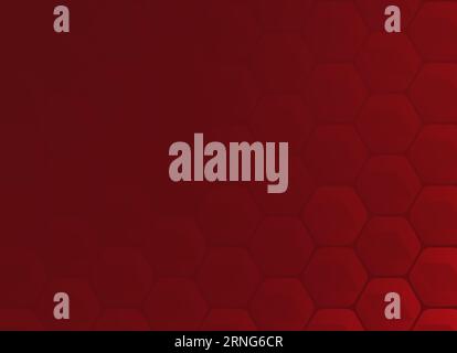 Esagoni rossi geometrici moderni su sfondo rosso. Background tecnologico astratto. Schema geometrico a nido d'ape ad alta risoluzione full frame, spazio di copia. Foto Stock