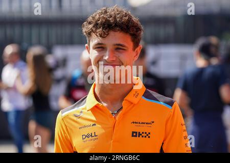 Lando Norris del Regno Unito alla guida del (04) McLaren F1 Team MCL60 durante il Gran Premio d'Italia di Formula 1 Pirelli 2023 il 1 settembre 2023 a Monza, Italia. Crediti: Luca Rossini/e-Mage/Alamy Live News Foto Stock