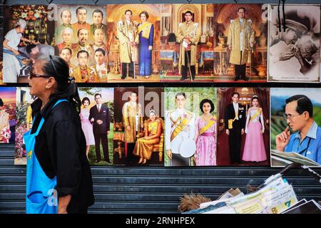 BANGKOK, An image of Thailand s new King Maha Vajiralongkorn (3rd R, upper row) is demonstrated for sale among with images of other royal members, most of which are of the late King Bhumibol Adulyadej and Queen Sirikit, at a street stall in Bangkok, Thailand, Dec. 3, 2016. Images of Thailand s new King Maha Vajiralongkorn have received more public exposure since his ascension to the throne late on Dec. 1, 2016. ) (sxk) THAILAND-BANGKOK-NEW KING-IMAGES LixMangmang PUBLICATIONxNOTxINxCHN   Bangkok to Image of Thai country S New King Maha Maha Vajiralongkorn 3rd r Upper Row IS demonstrated for Sa Stock Photo