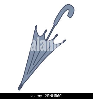 Folded umbrella, rain protection accessory, doodle style flat vector illustration Illustrazione Vettoriale