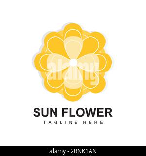 Design con logo girasole, Ornamental Plant Garden Plant Icon Vector, marchio di prodotto dell'azienda Illustrazione Vettoriale