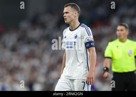 Kopenhaga, Danimarca. 30 agosto 2023. Viktor Claesson del FC Copenhagen visto in azione durante la partita di calcio di Eliminations UEFA Champions League 2023/2024 tra FC Copenhagen e Rakow Czestochowa al Parken Stadium. Punteggio finale; FC Copenhagen 1:1 Rakow Czestochowa. Credito: SOPA Images Limited/Alamy Live News Foto Stock