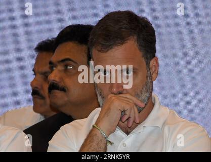 Mumbai, India. 1 settembre 2023. Il membro del Parlamento Rahul Gandhi è visto durante la conferenza stampa dell'alleanza INDIANA a Mumbai. La conferenza stampa si è conclusa con un piano per affrontare l'Alleanza Democratica Nazionale (NDA) nelle imminenti elezioni di Lok Sabha che si terranno nel 2024. Credito: SOPA Images Limited/Alamy Live News Foto Stock