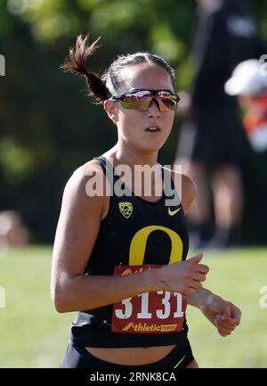 1 settembre 2023: Oregon Sophomore Kendall Martin (3131) gareggia nell'evento femminile 4K al Linfield Harrier Classic NCAA Cross Country Meet al Joe Dancer Park, McMinneville, OREGON. Larry C. Lawson/CSM (immagine di credito: © Larry C. Lawson/Cal Sport Media) credito: Cal Sport Media/Alamy Live News Foto Stock