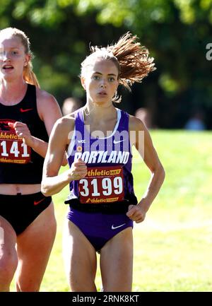 1 settembre 2023: La Senior Stina Pettersson (3199) dell'Università di Portland compete nell'evento 4K femminile al Linfield Harrier Classic NCAA Cross Country Meet al Joe Dancer Park, McMinneville, OREGON. Larry C. Lawson/CSM Credit: Cal Sport Media/Alamy Live News Foto Stock