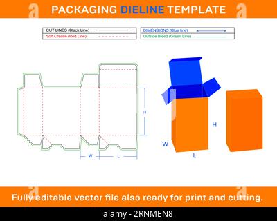 Scatola di bloccaggio automatico, scatola di conservazione, modello linea Die confezione regalo SVG, ai, EPS, PDF, DXF, JPG, file PNG Illustrazione Vettoriale