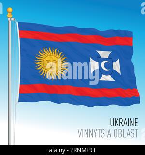 Ucraina, Vinnytsia Oblast Waving flag, europa, illustrazione vettoriale Illustrazione Vettoriale