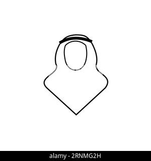 Logo dell'icona della persona islamica vettoriale. Design simbolo musulmano sfondo isolato con stile sciarpa Illustrazione Vettoriale