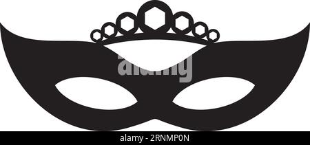 Elegante maschera veneziana. Simbolo del Carnevale. Silhouette nera Illustrazione Vettoriale