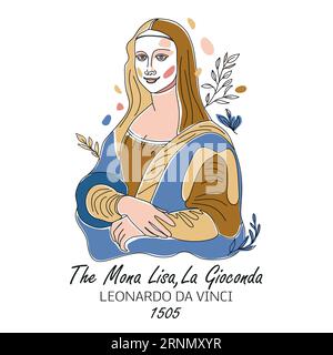 Interpretazione della Monna Lisa, famoso dipinto di Leonardo da Vinci. Illustrazione vettoriale Illustrazione Vettoriale