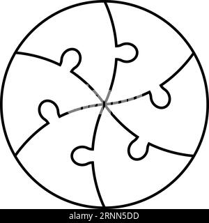Infografiche sui modelli, settori divisi in cerchio, round di elementi puzzle, infografiche sui puzzle Illustrazione Vettoriale