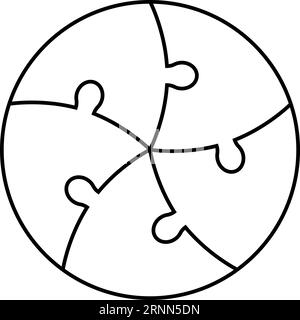 Infografiche modello circolo settori divisi, elementi puzzle rotondi, infografiche puzzle Illustrazione Vettoriale