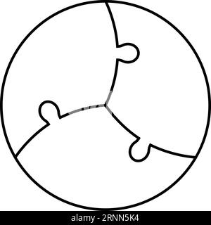 Infografiche su modelli, settori divisi in cerchio, elementi puzzle infografiche su puzzle rotondi Illustrazione Vettoriale