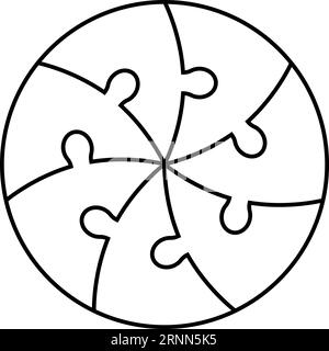 Infografiche sui modelli, settori divisi in cerchio, elementi puzzle, infografiche sui puzzle rotondi Illustrazione Vettoriale