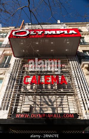 Parigi, Francia - 24 gennaio 2022: L'Olympia è una sala concerti nel 9° arrondissement di Parigi, in Francia. Foto Stock