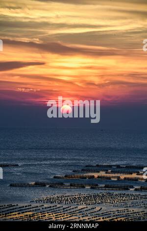 (170721) -- WENZHOU, 21 luglio 2017 -- il sole tramonta è mostrato nella foto scattata il 20 luglio 2017 nelle isole Nanji nella provincia di Zhejiang nella Cina orientale. L'arcipelago, una delle cinque prime riserve naturali marine della Cina, famoso anche per il suo paesaggio paradisiaco, è nella sua stagione turistica. (clq) CHINA-ZHEJIANG-WENZHOU-NANJI ISLANDS-SCENOGRAFIA XuxYu PUBLICATIONxNOTxINxCHN Wenzhou 21 luglio 2017 il sole tramonta È mostrato nella foto scattata IL 20 luglio 2017 nelle Isole NANJI nella provincia dello Zhejiang della Cina orientale l'arcipelago una delle cinque riserve naturali della Marina della Cina famosa per il suo paesaggio celeste È nel suo turista Foto Stock