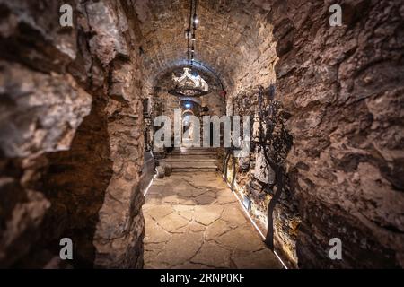 Museo della pietra intagliata nei passaggi sotterranei dei bastioni di Kiek in de Kok Museo di fortificazione - Tallinn, Estonia Foto Stock