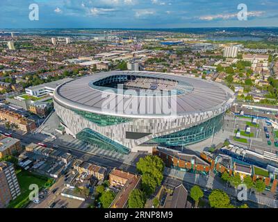 Londra. Regno Unito. Immagine aerea dello stadio Tottenham Hotspur. 15 agosto 2023. Foto Stock