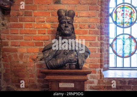 Vytautas il grande Busto al Castello dell'Isola di Trakai - Trakai, Lituania Foto Stock