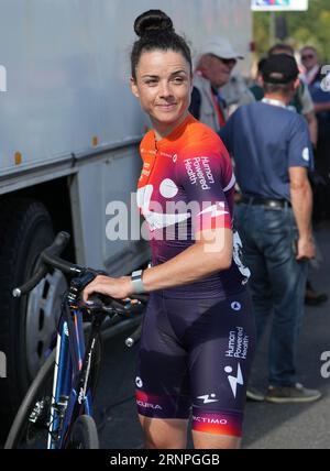 Plouay, Francia. 2 settembre 2023. Audrey Cordon Ragot of Human Powered Health durante la Classic Lorient Agglomération - Trophée Ceratizit, gara ciclistica UCI Women's World Tour il 2 settembre 2023 a Plouay, Francia. Foto di Laurent Lairys/ABACAPRESS.COM Credit: Abaca Press/Alamy Live News Foto Stock