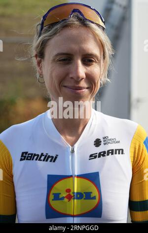 Plouay, Francia. 2 settembre 2023. Brodie Chapman di Lidl - Trek durante la Classic Lorient Agglomération - Trophée Ceratizit, gara ciclistica UCI Women's World Tour il 2 settembre 2023 a Plouay, Francia. Foto di Laurent Lairys/ABACAPRESS.COM Credit: Abaca Press/Alamy Live News Foto Stock