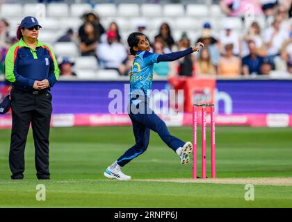 CHELMSFORD, REGNO UNITO. 2 settembre 2023. Udeshika Prabodhani of Sri Lanka during England Women V Sri Lanka Women - 2nd Vitality IT20 at the Cloud County Ground on Saturday, September 02, 2023 in CHELMSFORD ENGLAND. Crediti: Taka Wu/Alamy Live News Foto Stock