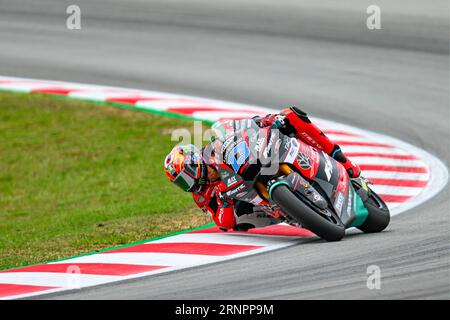 Celestino Vietti (13) d'Italia e Fantic Racing durante le QUALIFICHE DI MOTO 2 del Gran Premio Catalunya all'autodromo di Montmelo, Spagna il 02 settembre 2023 (foto: Alvaro Sanchez) credito: CORDONE PRESS/Alamy Live News Foto Stock