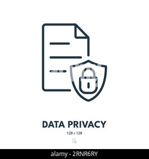 Icona Data Privacy (Privacy dati). Sicurezza, sicurezza, protezione. Tratto modificabile. Icona vettore semplice Illustrazione Vettoriale