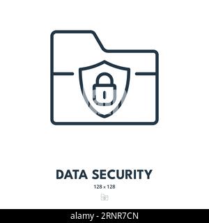 Icona protezione dati. Sicurezza, privacy, sicurezza. Tratto modificabile. Icona vettore semplice Illustrazione Vettoriale