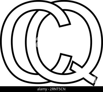 Simbolo logo simbolo cq icona segno interlacciato lettere c q Illustrazione Vettoriale