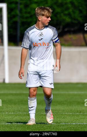 Swansea, Galles. 2 settembre 2023. Callum Deacon di Swansea City durante la partita Under 18 Professional Development League Cup tra Swansea City e Cardiff City alla Swansea City Academy di Swansea, Galles, Regno Unito, il 2 settembre 2023. Crediti: Duncan Thomas/Majestic Media/Alamy Live News. Foto Stock