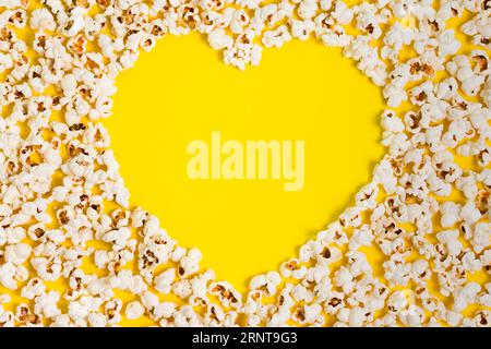 Vista dall'alto a forma di cuore di popcorn Foto Stock