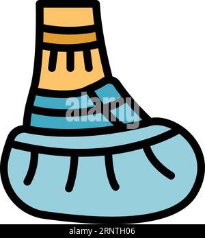 Icona della scarpa per bambini con copertura vettoriale. Copriscarpe di sicurezza. Protezione personale, colore piatto Illustrazione Vettoriale