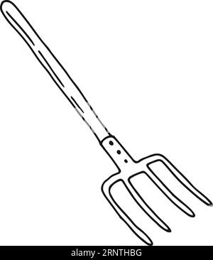 Schizzo di Hayfork. Icona dello spaghetto dello strumento mano dell'azienda agricola Illustrazione Vettoriale