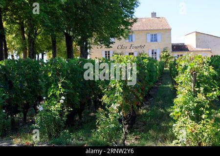 Le Clos Fourtet domaine viticole de Saint-Émilion classé « Premier Grand Cru », 1er Grand cru classé. Production de vin rouge de Saint-Émilion. Vigne Foto Stock