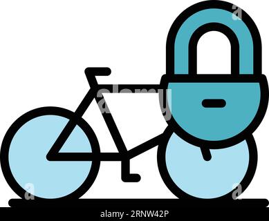 Icona noleggio bici per armadietti per il vettore di contorno. Trasporti pubblici. Applicazione pubblica a colori piatta Illustrazione Vettoriale