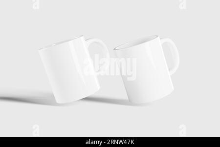 Disposizione di tazze da caffè minimalista e realistica con un colore di sfondo modificabile Foto Stock