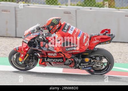 Barcellona Catalunya, Spagna. 2 settembre 2023. 01 Francesco Bagnaia Ducati Lenovo Team durante la MotoGP Gran premi Monster Energy de Catalunya Sprint Race di sabato 2 settembre 2023, al Circuit de Barcelona-Catalunya di Barcellona, Spagna. (Foto di Fabio Averna/Sipa USA) credito: SIPA USA/Alamy Live News Foto Stock