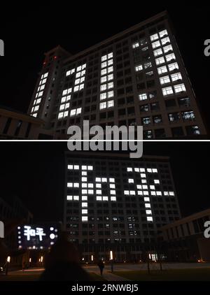 (171212) -- NANCHINO, 12 dicembre 2017 -- gli studenti della Southeast University accendono le luci nei modelli in commemorazione delle vittime del massacro di Nanchino a Nanchino, capitale della provincia di Jiangsu della Cina orientale, 12 dicembre 2017. Le truppe giapponesi catturarono Nanchino, allora capitale della Cina, il 13 dicembre 1937 e iniziarono un massacro di 40 giorni. Circa 300.000 civili e soldati cinesi disarmati sono stati brutalmente assassinati. Oltre 20.000 donne sono state stuprate.) (dhf) CINA-NANCHINO MASSACRO COMMEMORATIVO (CN) SunxCan PUBLICATIONxNOTxINxCHN Foto Stock