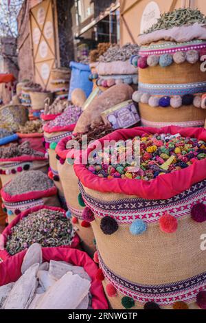 Marrakech, Morroco - prodotti freschi in vendita nei mercati della Medina di Marrakech Foto Stock